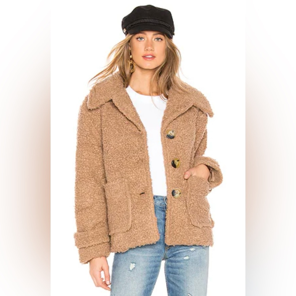 Free People So Soft Cozy Peacoat, Brown, Size XS, EUC